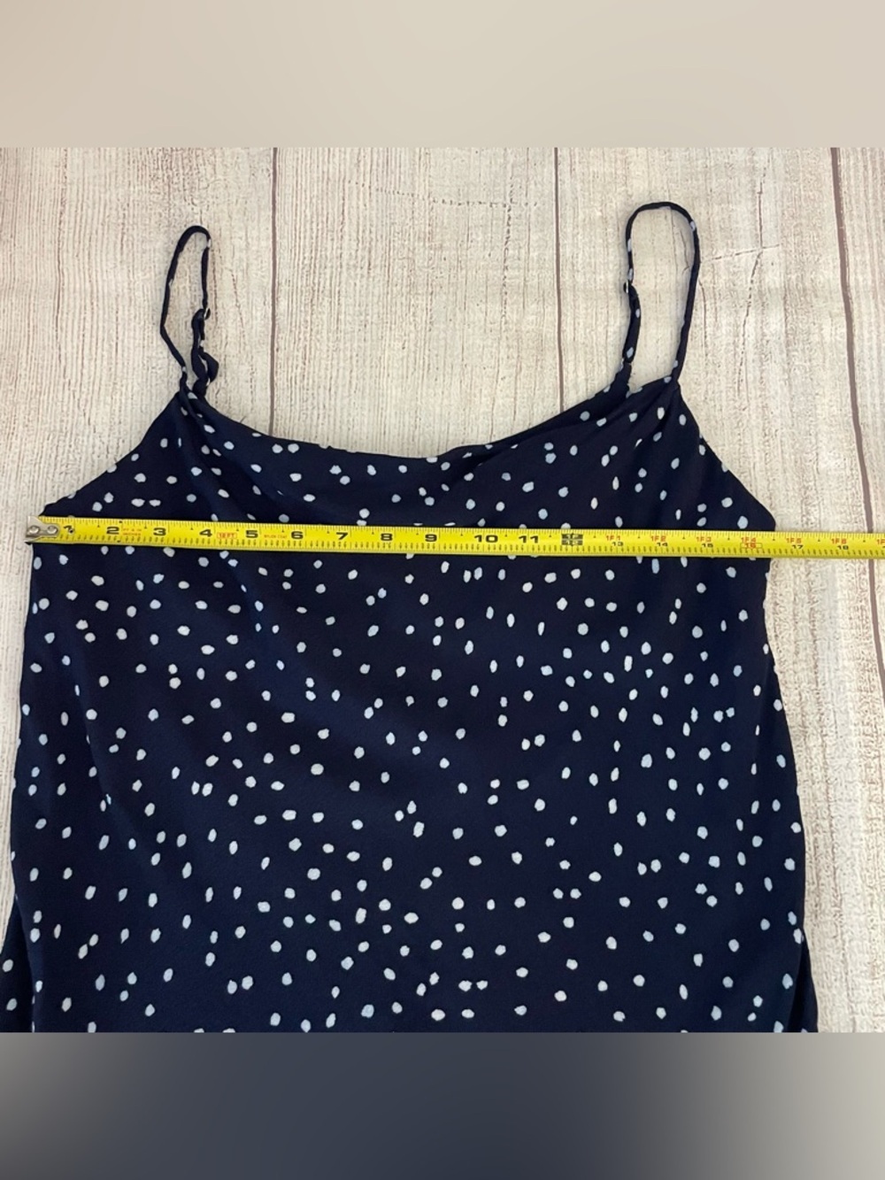 ELODIE Women’s Navy Polka Dot Spaghetti Strap Cami Top Size Small - Picture 3 of 7